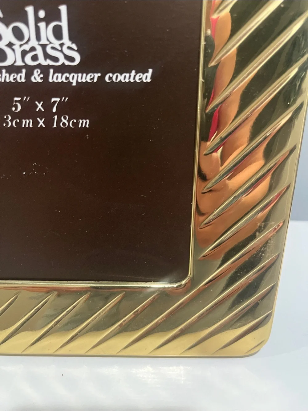 90s Pair Solid Brass Gold Photo Frame 5x7 Hand Polished Lacquer Coated